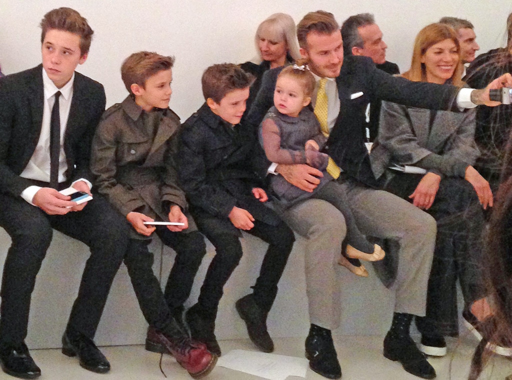 David Beckham, Family, Harper, 2014, Celeb Kids Front Row, Fashion Week