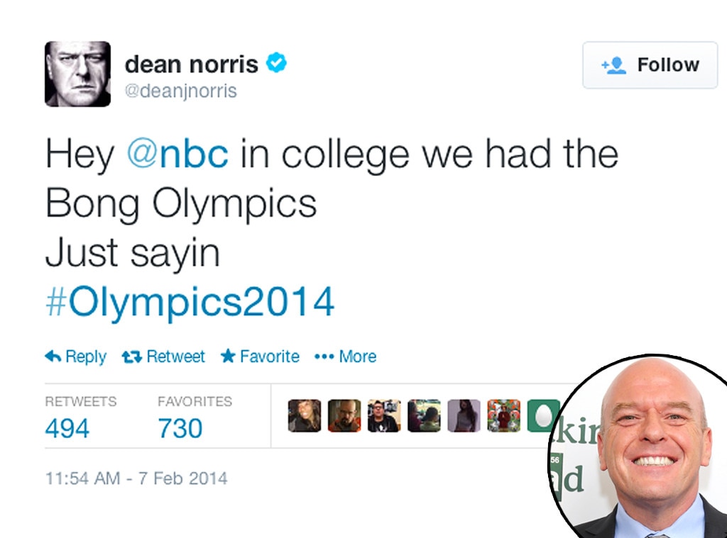 Dean Norris From Celebs Olympic Tweets Sochi 2014 E News 
