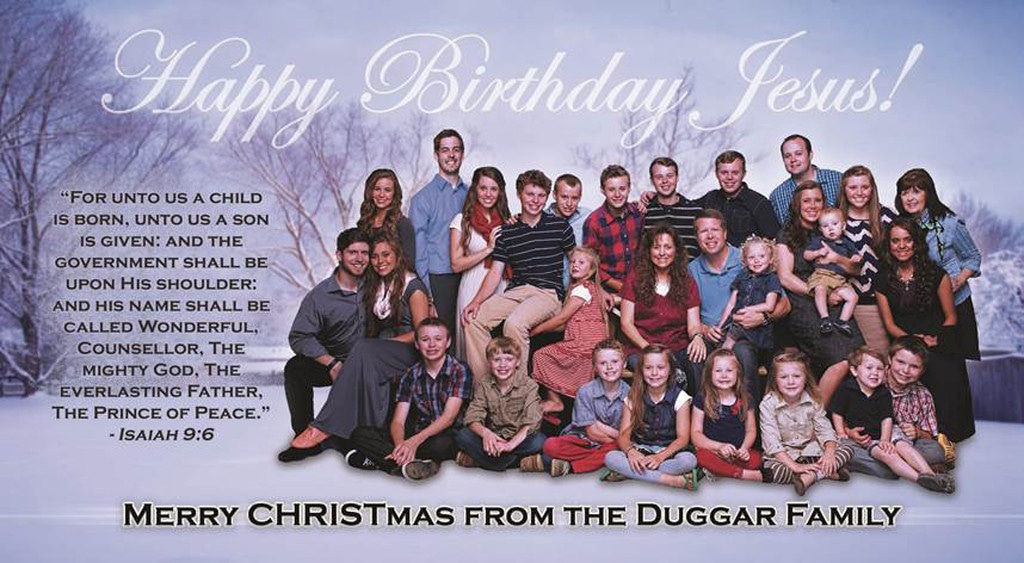Embargoed till 4pm 12/12- The Duggar Family Christmas Card, Happy Birthday Jesus