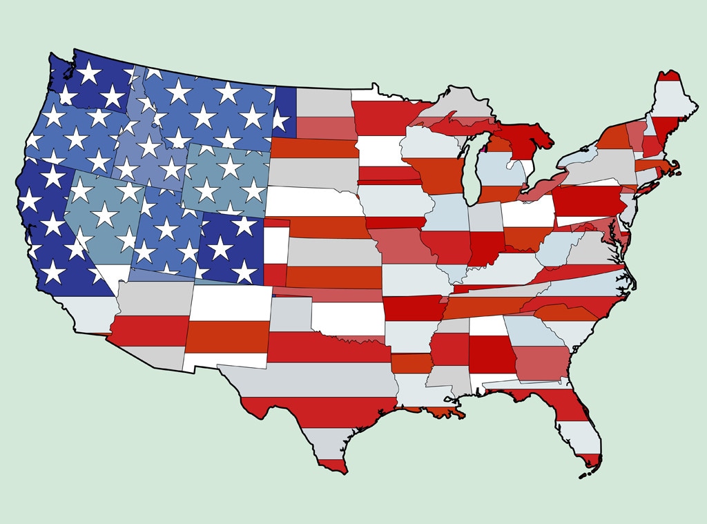 Map of USA, Flag Map
