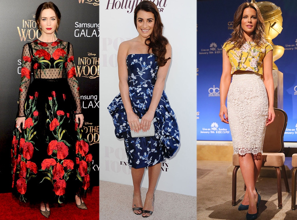 Lea Michele, Kate Beckinsale, Emily Blunt, Winter Florals