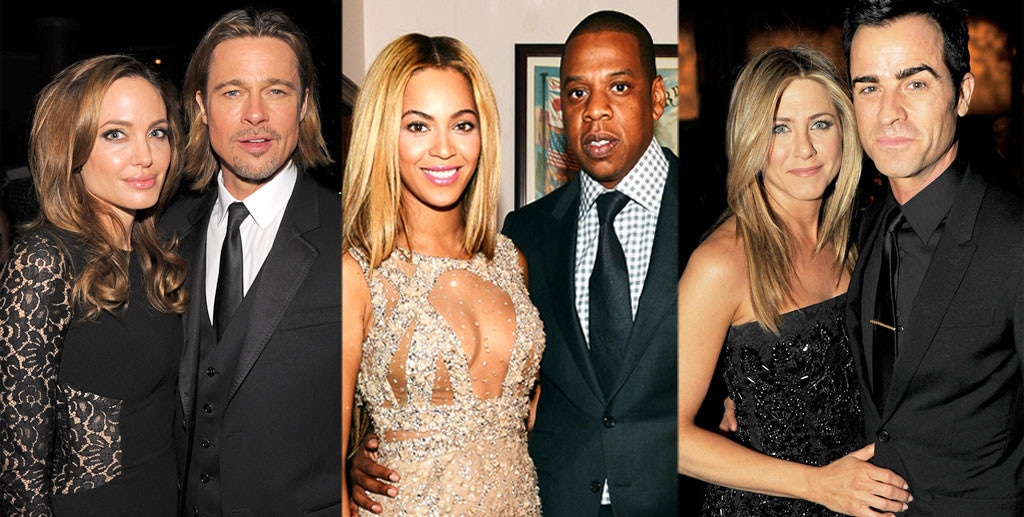 Hottest Couples, Angelina Jolie, Brad Pitt, Beyonce, Jay Z, Jennifer Aniston, Justin Theroux