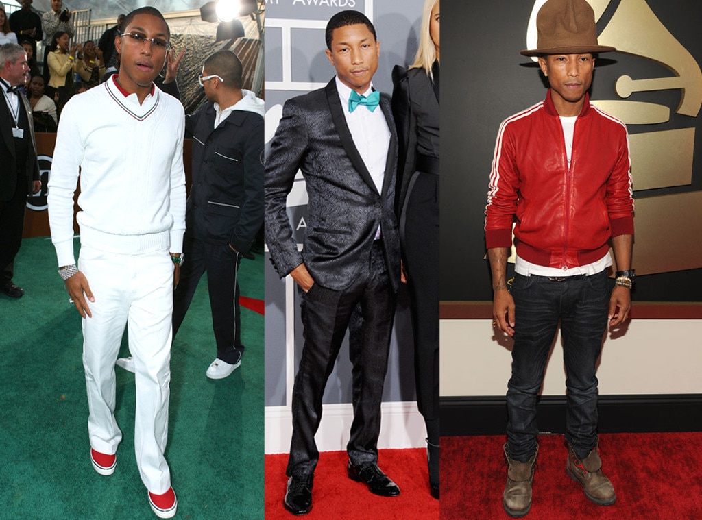 Pharrell WIlliams from 2015 Grammy Nominees' Past Looks | E! News