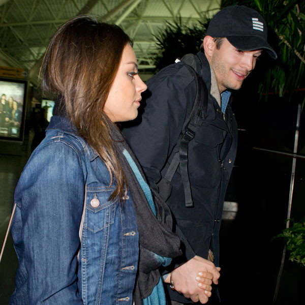 Mila Kunis and Ashton Kutcher Holds Hands at LA Airport - E! Online - CA