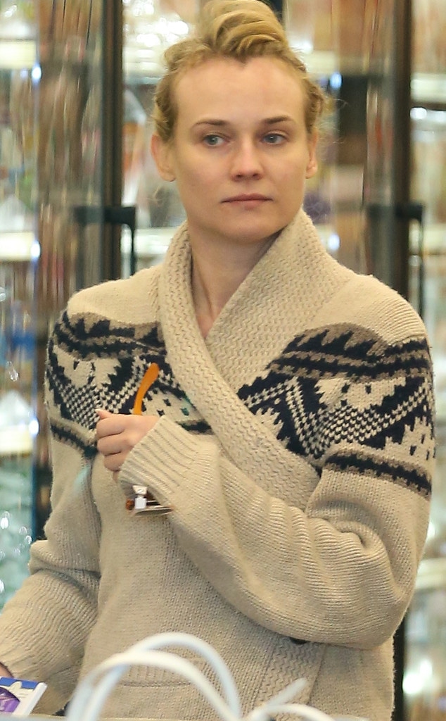 Diane Kruger Goes on Makeup-Free Grocery Run While Wearing Boyfriend