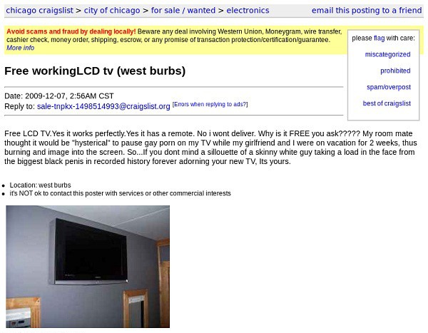 Free LCD TV from It Came From Craigslist... | E! News