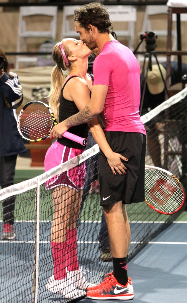 Kaley Cuoco Sweeting Ryan Sweeting Kiss at Tennis Match