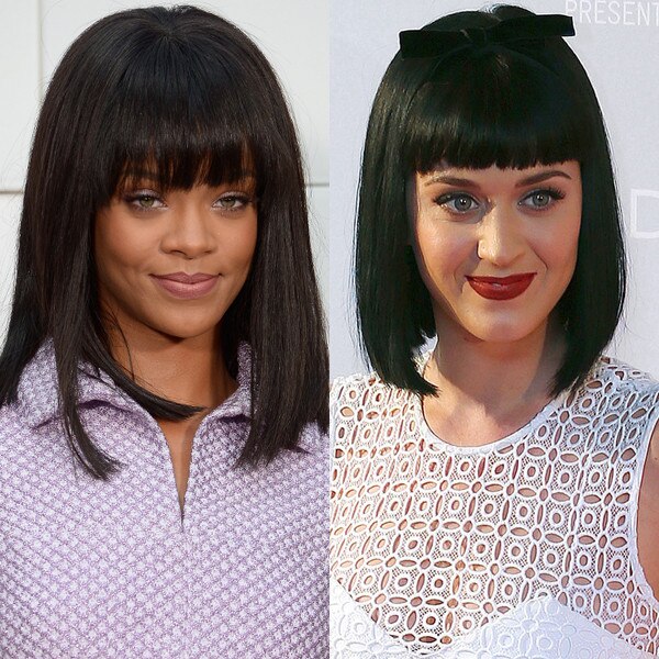 Rihanna Short Black Ash Hairstyle With Blue And Blonde Highlights