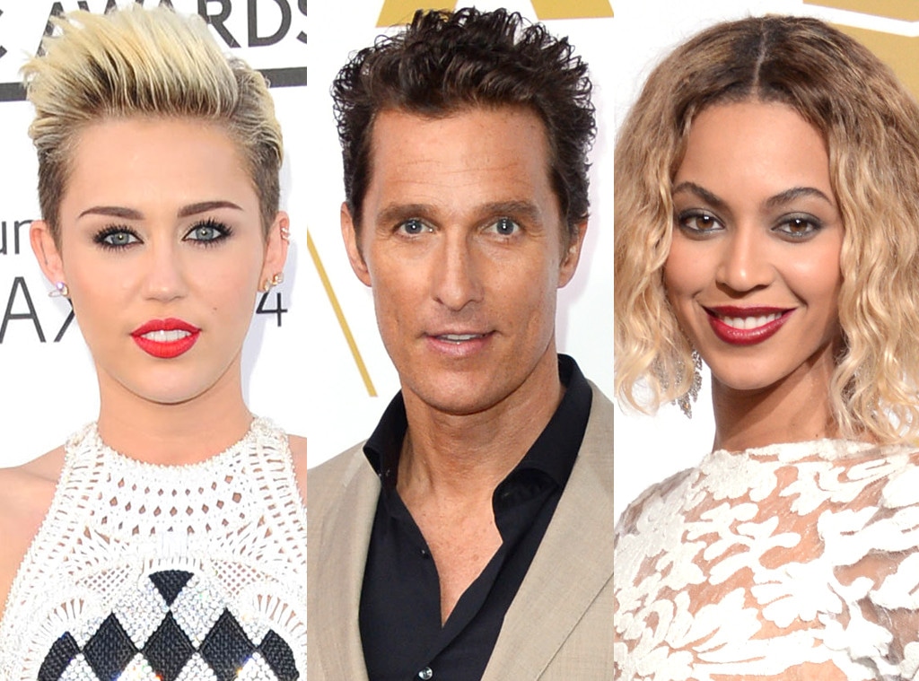  Miley Cyrus, Matthew McConaughey, Beyonce