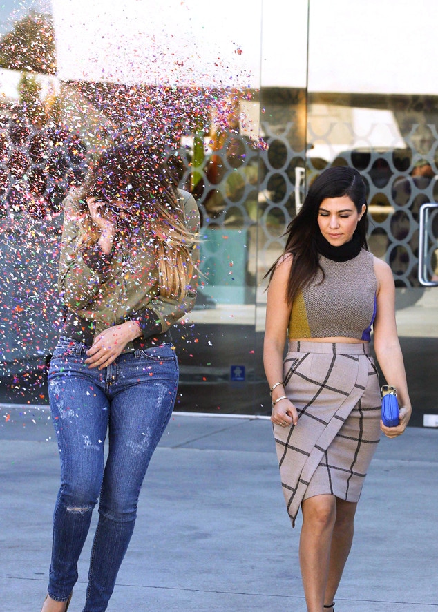 Kourtney Kardashian, Khloe Kardashian, Confetti Bombed