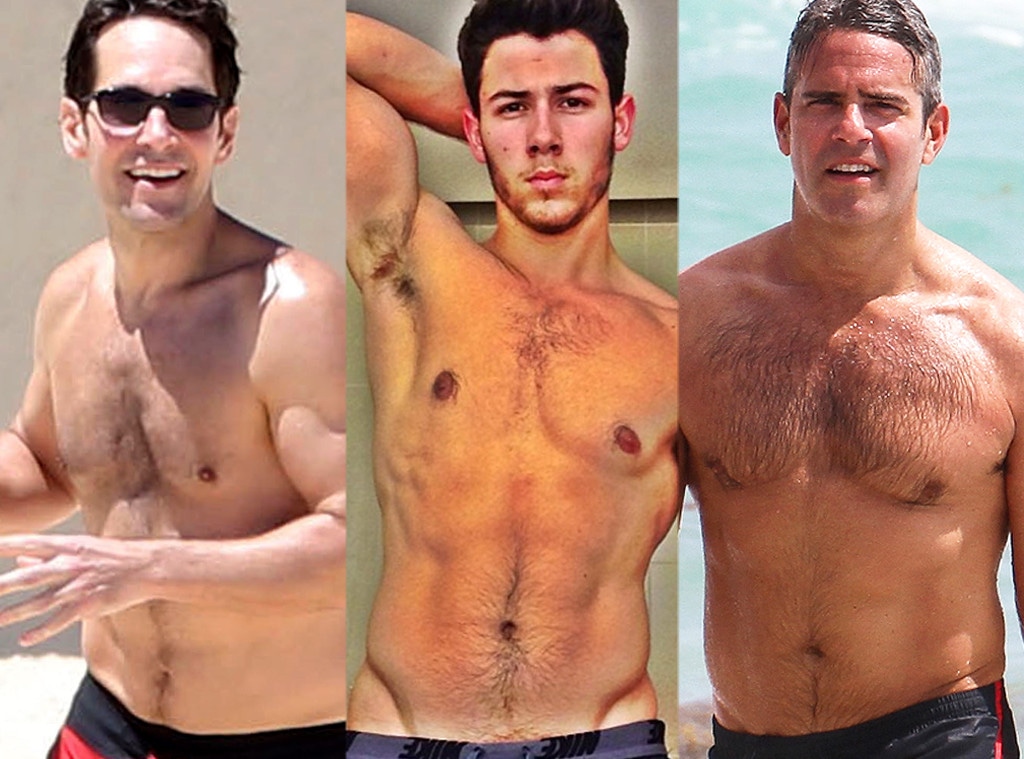 Andy Cohen, Nick Jonas, Paul Rudd, Shirtless
