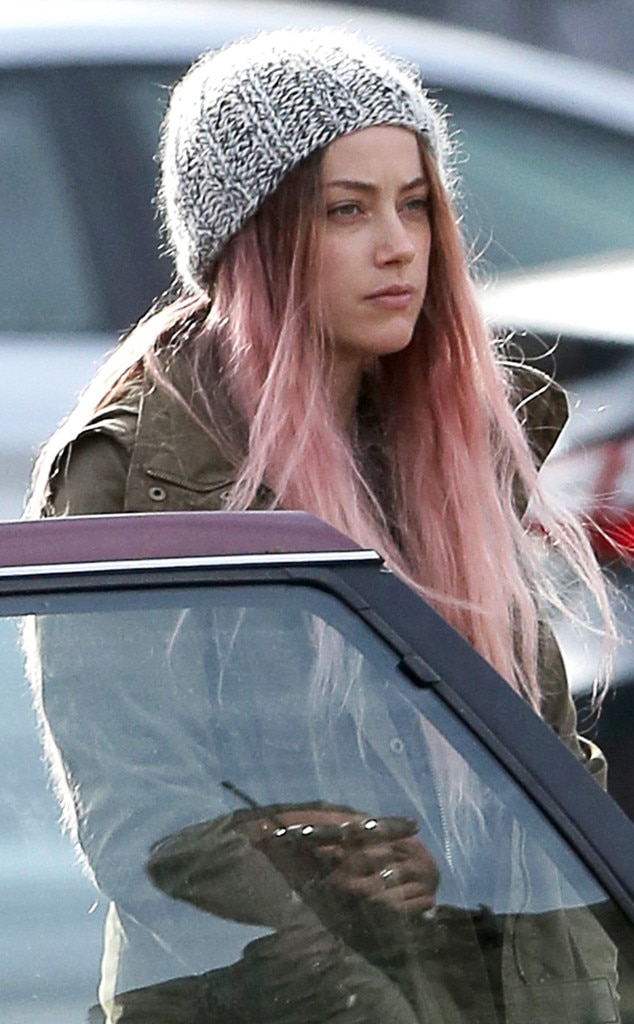 Amber Heard Wears Pink Wig Beanie on Set of New Movie See the Pic