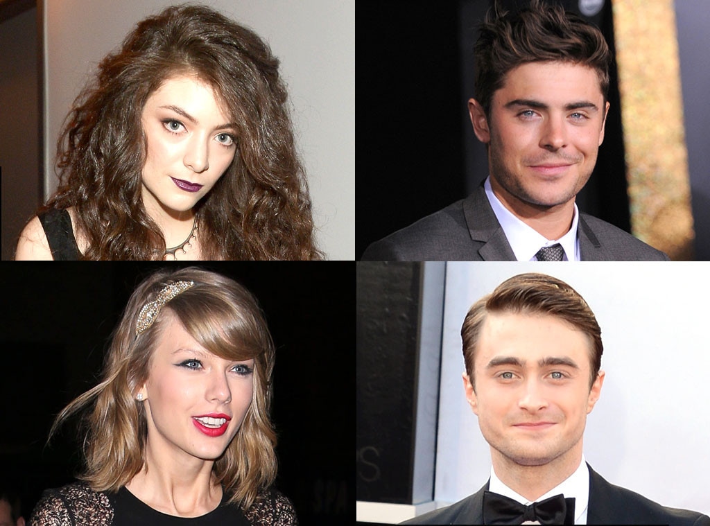 Taylor Swift, Zac Efron, Lorde, Daniel Radcliffe