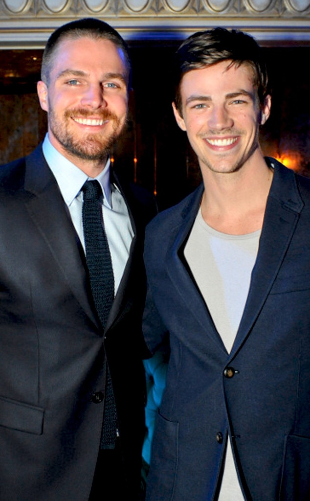 Stephen Amell and Grant Gustin from TV Stars at the 2014 Upfronts | E! News