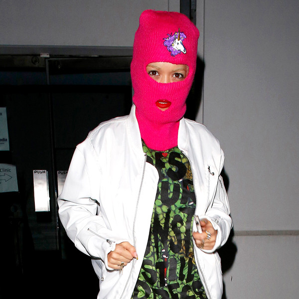 Rita Ora Wore a Pink Ski Mask Around London