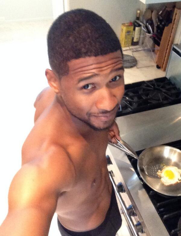 See Usher Cook Breakfast in His Underwear!