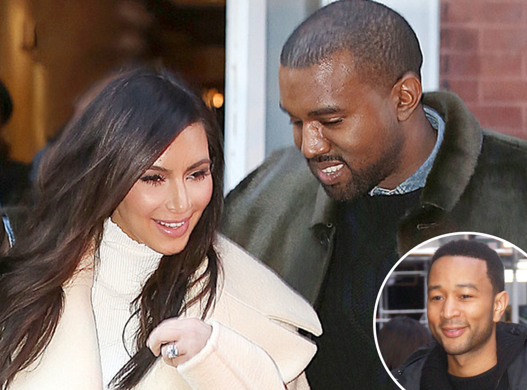 Kim Kardashian, Kanye West, John Legend