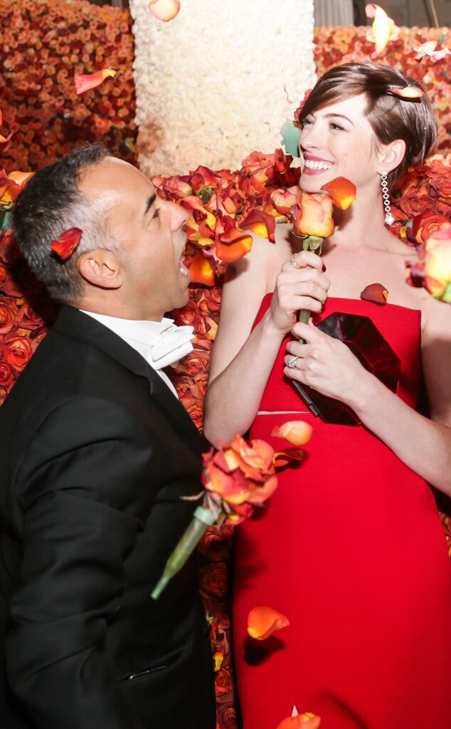 Anne Hathaway And Francisco Costa From Candid Moments From The 2014 Met Gala E News