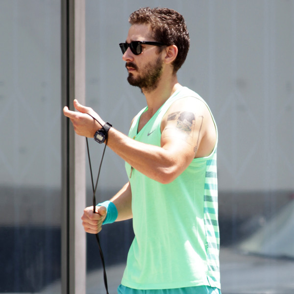 Shia Replaces His Brown Pants With Neon Workout Gear E