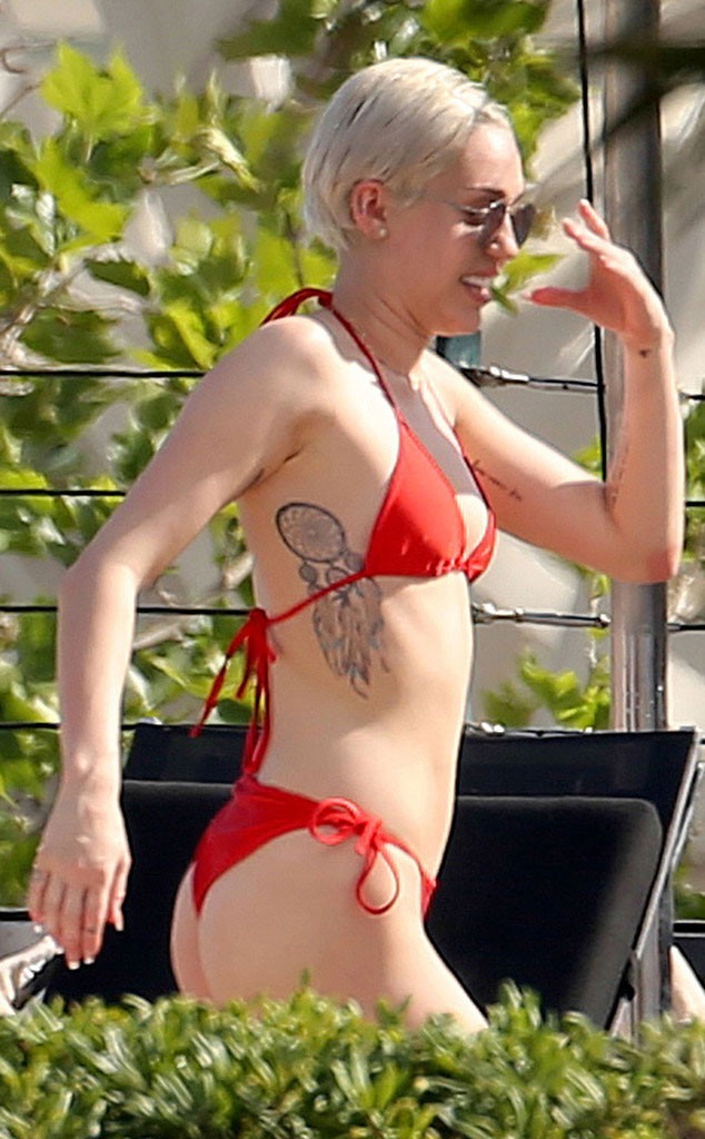 Miley Cyrus Rocks a Red-Hot Teeny Bikini While Partying 