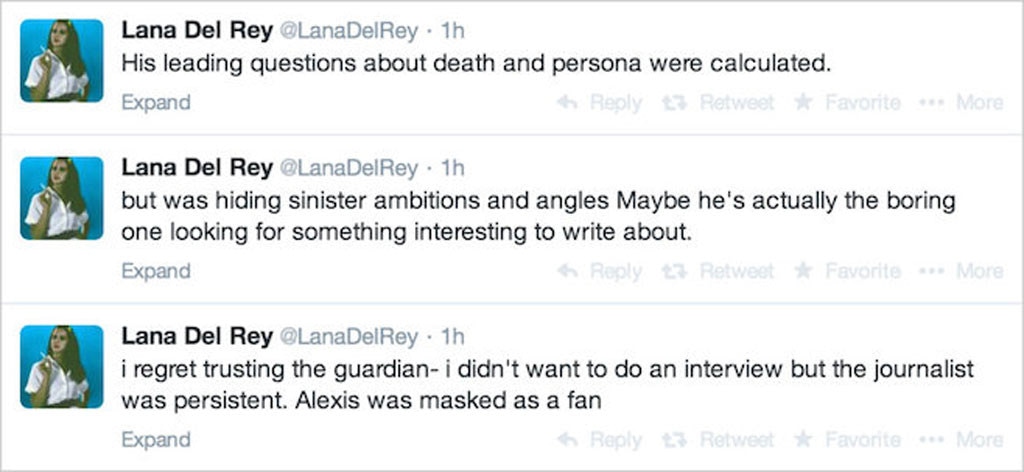 Lana Del Rey, Guardian Tweets