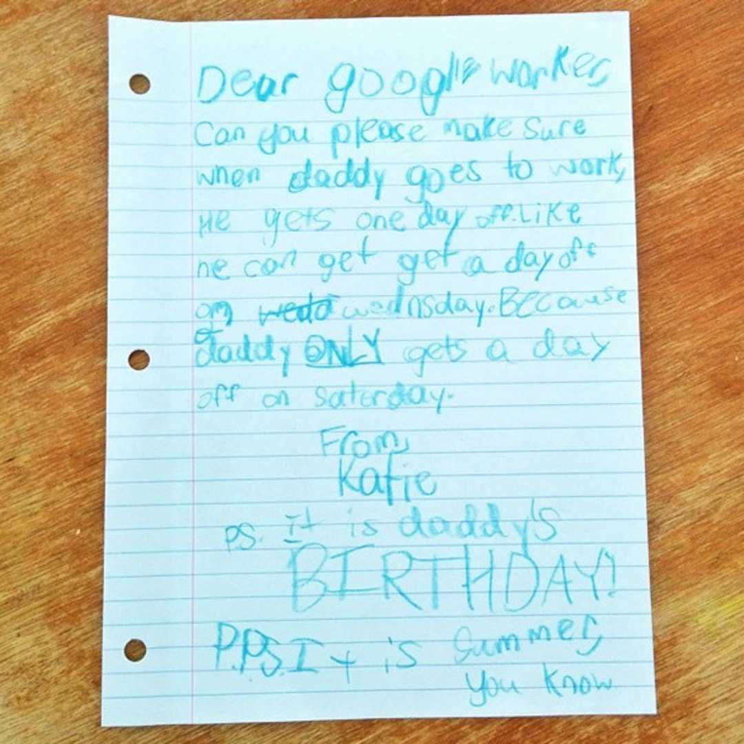 Little Girl Writes Letter to Google to Get Dad a Day Off - E! Online