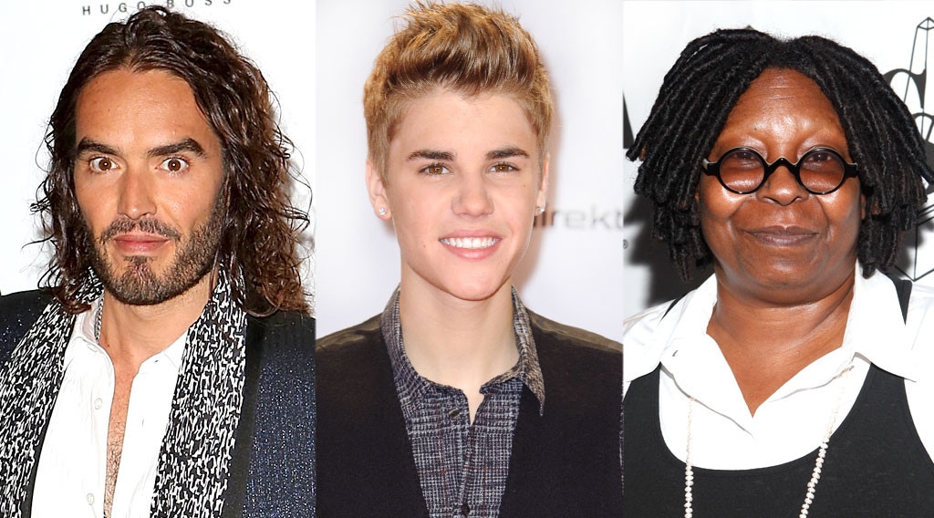 Russell Brand, Justin Bieber, Whoopi Goldberg