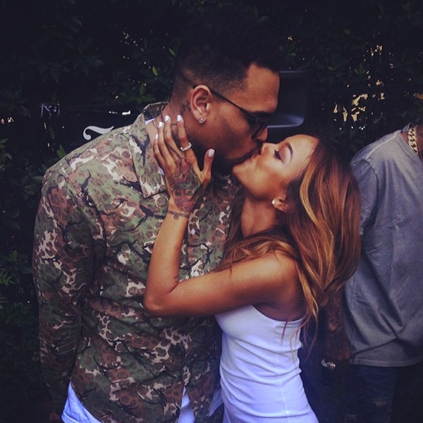 Former boyfriend and girlfriend: Chris Brown and Karrueche Tran sharing their kisses