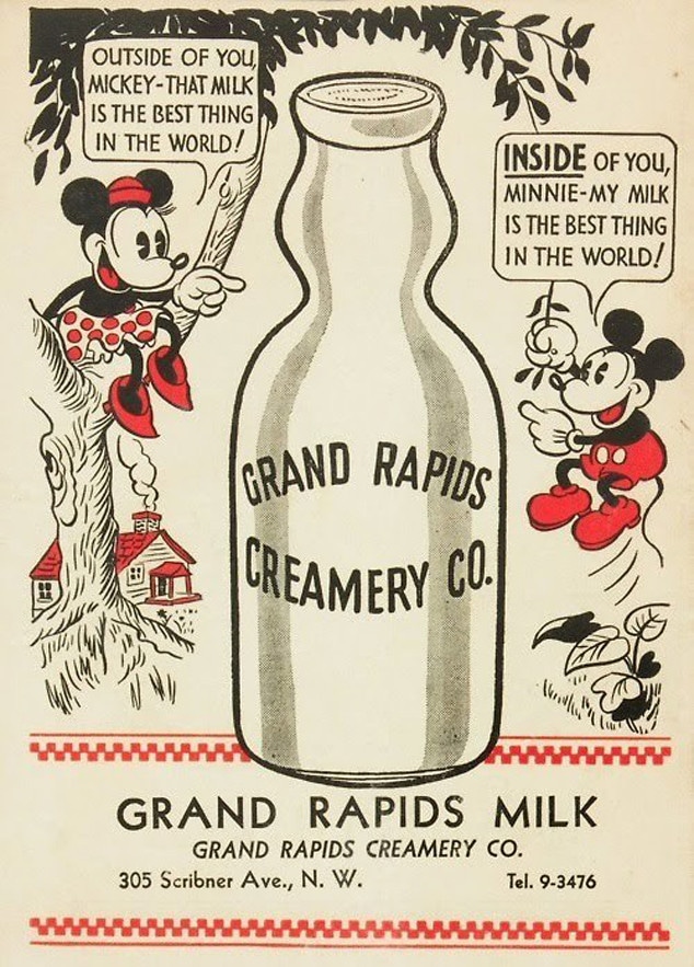 Mickey Mouse, Minnie Mouse, Milk Ad