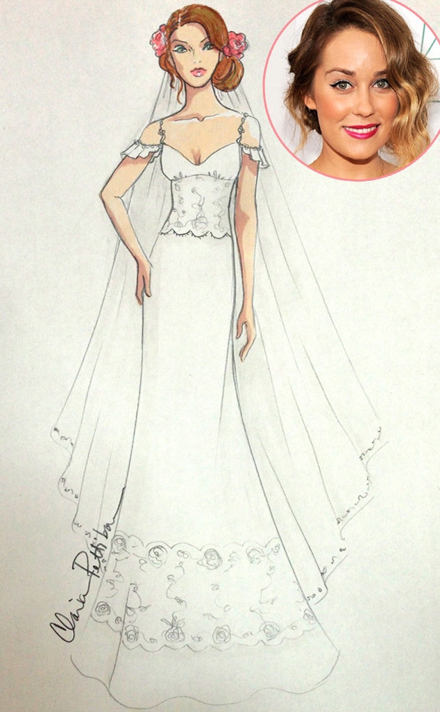 Exclusive! Designers Sketch Dream Wedding Dresses for Celeb Brides Exclusive! Designers Sketch Dream Wedding Dresses for Celeb Brides
