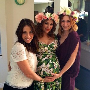 Pregnant Alyssa Milano Beams at Baby Shower, Wears a Flower Crown ...