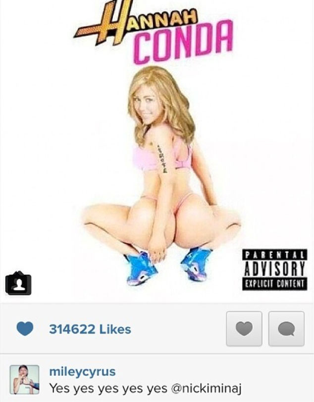 634px x 813px - Nicki Minaj Slams Miley Cyrus for ''Anaconda'' Copy-Cat Pic - E! Online