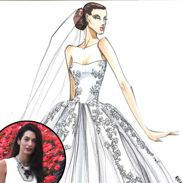 See Designer Sketches of Amal Alamuddin's Dream Wedding Dress