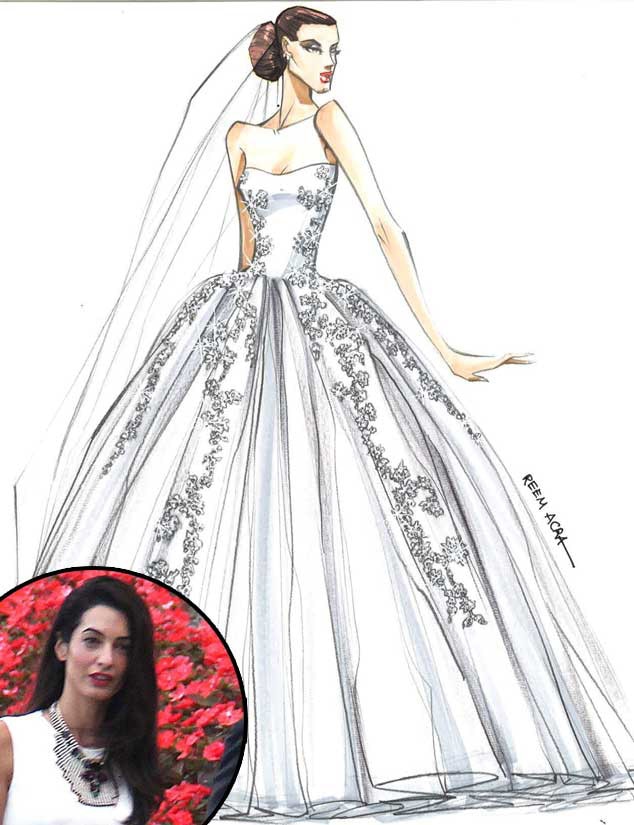 See Designer Sketches of Amal Alamuddin's Dream Wedding Dress See Designer Sketches of Amal Alamuddin's Dream Wedding Dress