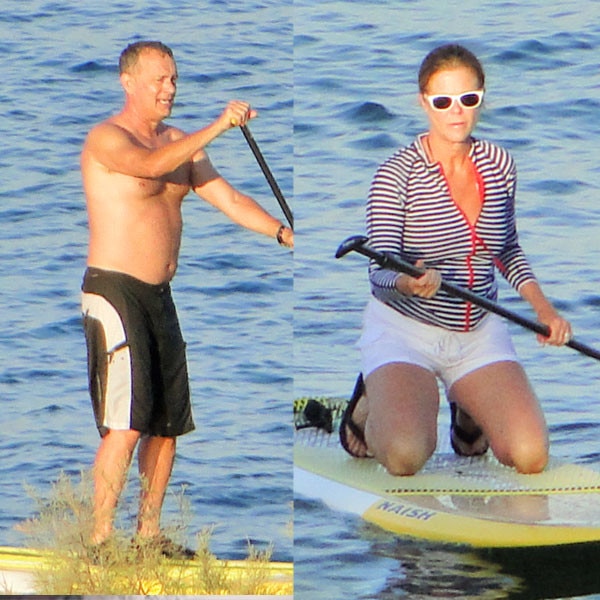 Tom Hanks Rita Wilson Go Paddleboarding in Greece