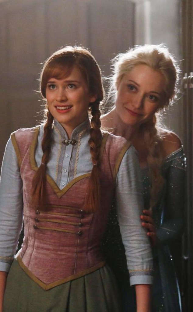 Georgina Haig As Elsa And Elizabeth Lail As Anna From Meet The Frozen Cast Of Once Upon A Time