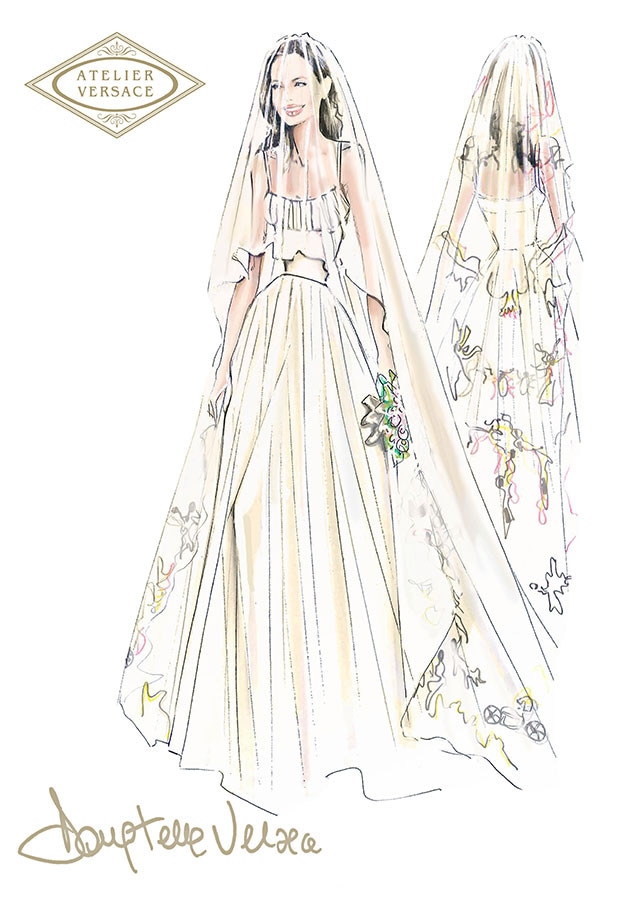Tenemos los bocetos del vestido de novia que Donatella Versace diseñó para  Angelina Jolie! - E! Online Latino - MX