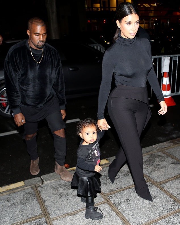 Kim Kardashian, Kanye West & North West from Stars at Paris Fashion ...