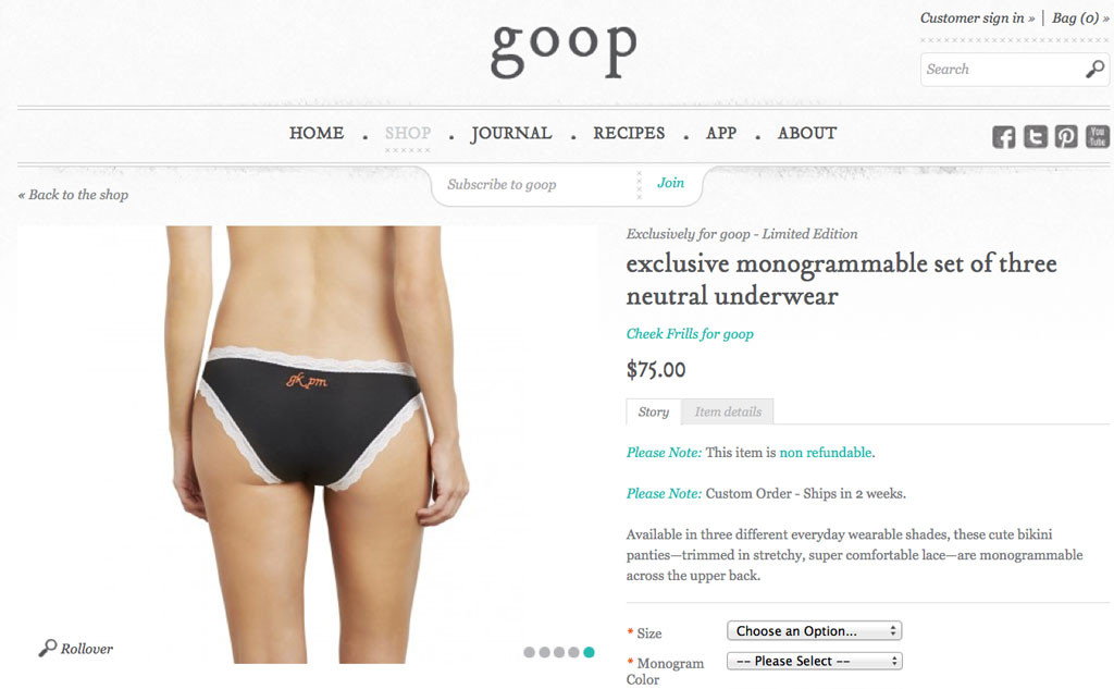 Gwyneth Paltrow Uses Chris Martin's Initials to Sell Underwear - TheWrap