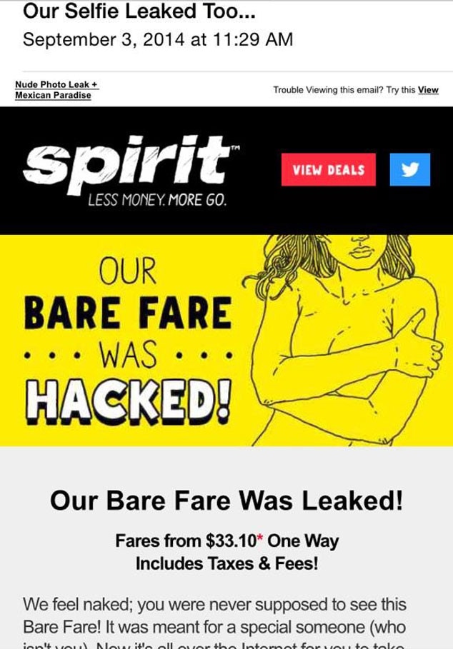 Spirit Airlines Email, Bare Fare