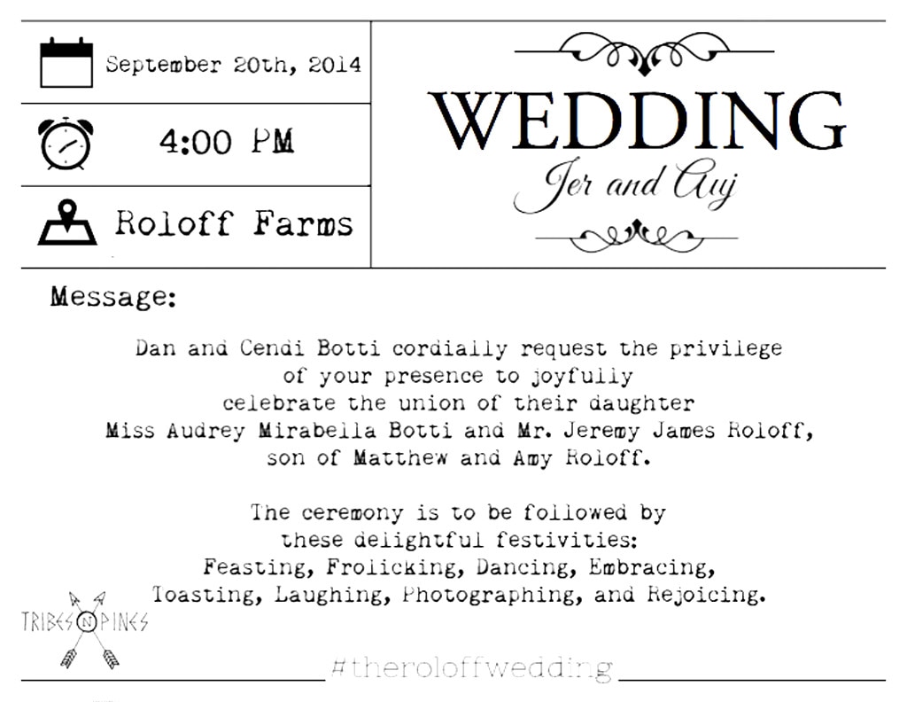 Roloff Wedding Invitation, Aubrey Botti, Jeremy Roloff	