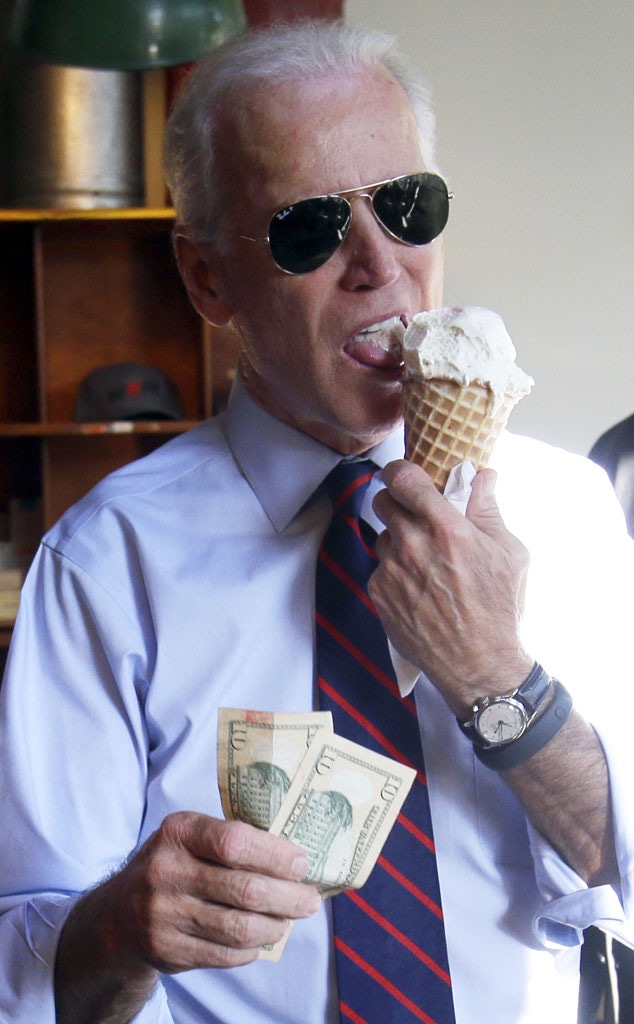 Joe Biden Licks Ice Cream Flashes Cash Wears Cool Shades See Pic E Online Joe Biden Licks Ice Cream Flashes Cash Wears Cool Shades See Pic E Online