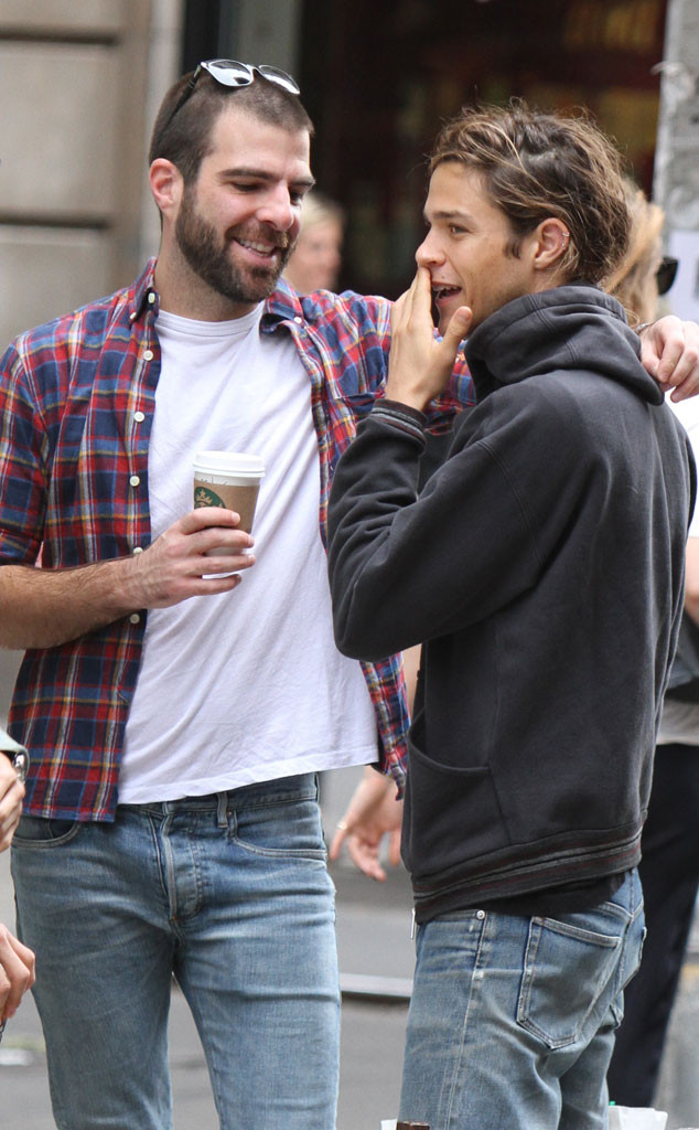 Zachary Quinto and his beau share a kiss amid busy streets 