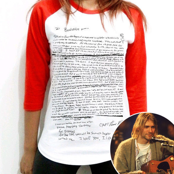 Kurt Cobain Suicide Note Shirts Pulled From Ebay Etsy E Online