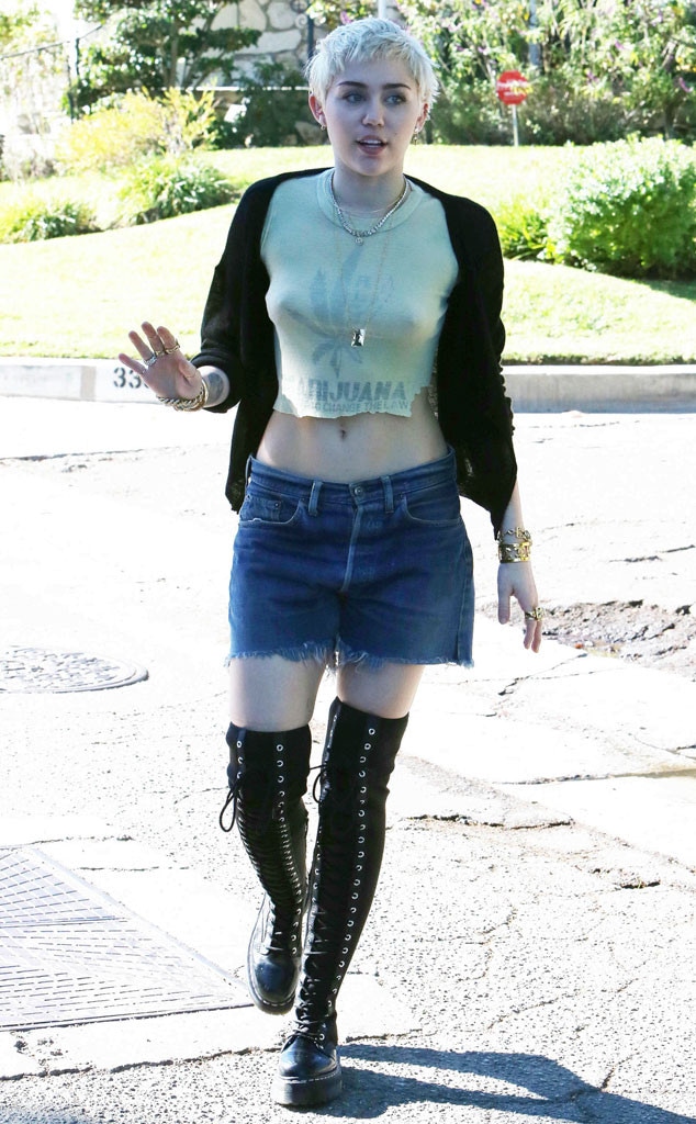Miley Cyrus Goes Braless Under Weed Shirt: See the Boobylicious Pic Miley Cyrus Goes Braless Under Weed Shirt: See the Boobylicious Pic