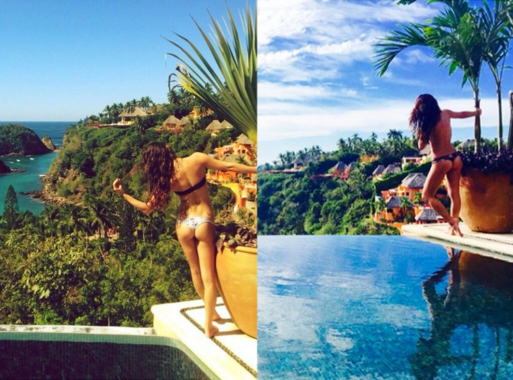 Lea Michele Rings in 2015 Topless in a Thong Bikini Again