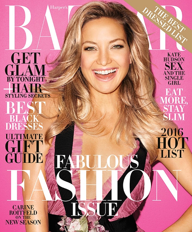 Kate Hudson Is Pretty in Pink on Harper's Bazaar Cover, Talks About ...