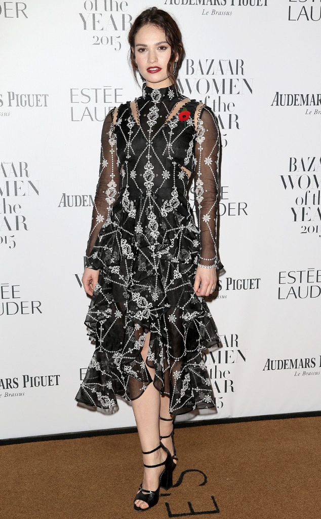 Lily James From 2015 Harper S Bazaar Women Of The Year Awards Red