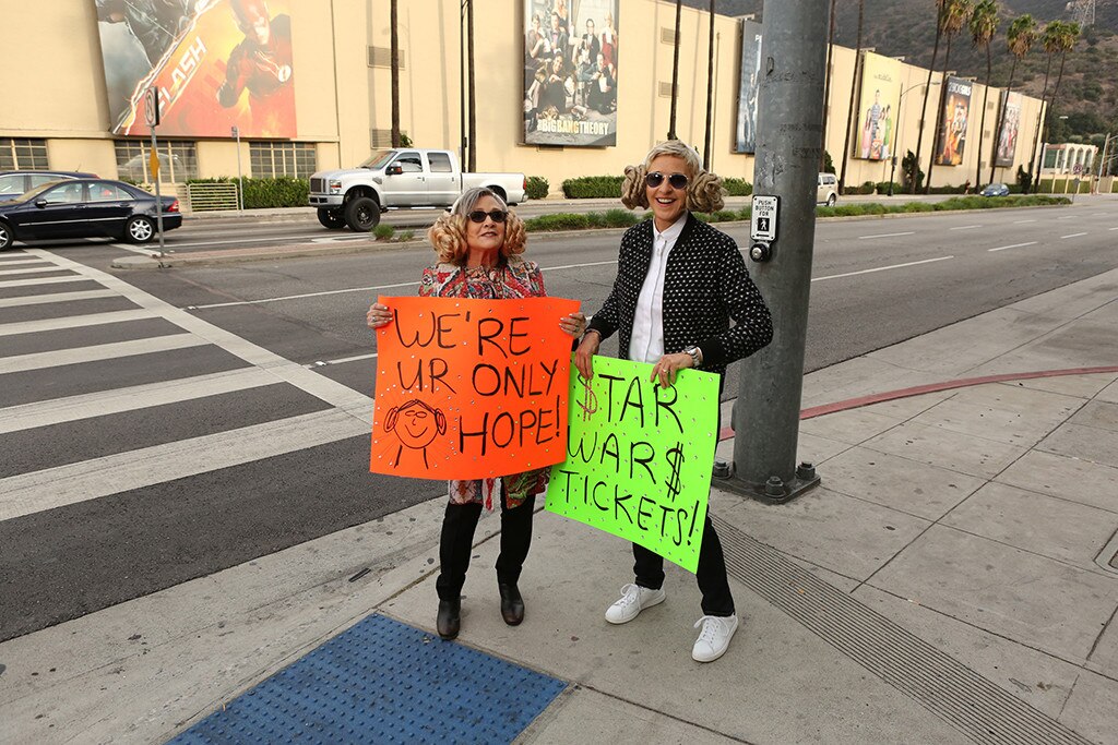 Carrie Fisher And Ellen Degeneres Sell Star Wars Tickets E News
