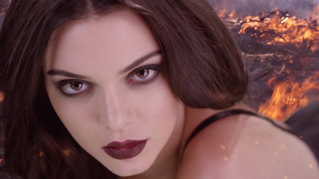 Kendall Jenner Is a Goddess in Sexy Black Lingerie in Fiery Love Advent